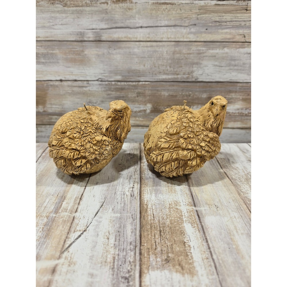 2- 4"Vintage Style Eagle Bird Sculptural Decorative Candles Tan Brown READ